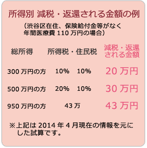 所得別 減税・返還される金額の例